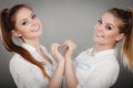 Lovely playful sisters women portrait. Royalty Free Stock Photo