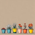 Lovely potted flowers illustration - ai generated image