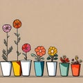 Lovely potted flowers illustration - ai generated image
