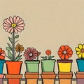 Lovely potted flowers illustration - ai generated image