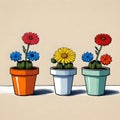 Lovely potted flowers illustration - ai generated image