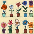 Lovely potted flowers illustration - ai generated image