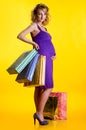 Lovely pregnant woman holding shopping bags Royalty Free Stock Photo