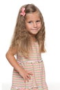 Lovely preschool girl on the white Royalty Free Stock Photo