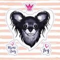 Lovely puppy, glamorous dog, Russian Toy Terrier small breed of dog. Layout for print on T-shirt with mini dog
