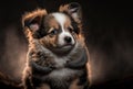 Lovely puppy portrait over dark background. Royalty Free Stock Photo