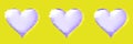 Lovely purple hearts with lighter brush hand draw effect on neon green yellow panoramic banner.