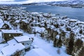 Winter aerial view of Tromso Norway Northern Europe Royalty Free Stock Photo