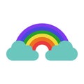 Lovely rainbow icon, rainbow with clouds, vector, illustration