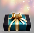 lovely rectangle gift box with gold bow Royalty Free Stock Photo