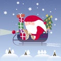 Lovely Santa Claus riding on sleigh