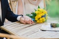 Lovely scene of bride and groom Royalty Free Stock Photo