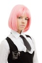 Lovely schoolgirl with pink hair