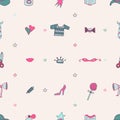 Lovely seamless pattern with tools for knitting and doodles