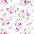 Lovely seamless vector pattern in purple, pink and white tones Royalty Free Stock Photo