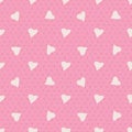 Lovely Seamless Vector Pattern with Random Heart and Dot on Pink Background.