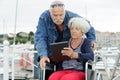 lovely senior couple using tablet Royalty Free Stock Photo