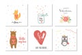 Lovely set of 6 Valentines day gift card with heart, teddy bear Royalty Free Stock Photo