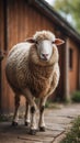 A lovely sheep in a warm and inviting cottage. Royalty Free Stock Photo