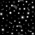 Lovely shooting stars meteor shower vector seamless pattern Royalty Free Stock Photo