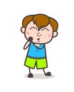 Lovely Shy Expression - Cute Cartoon Boy Illustration Royalty Free Stock Photo