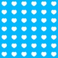 Lovely simple blue background design with many white hearts