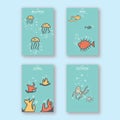 Lovely simple unique animal sea Handrawn Postcard Cover Design layout