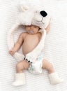 Lovely sleeping baby with big bear Royalty Free Stock Photo