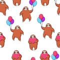 Vector seamless pattern, background. Lovely sloths. Template for printing, web design, clothing, advertising, textiles