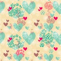 Lovely snowflakes and hearts seamless pattern Royalty Free Stock Photo