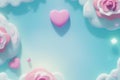 Lovely soft toon 3d cute valentines day background with a pink heart