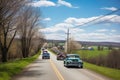 lovely spring day, with vintage vehicles on a scenic country road