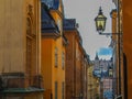 Lovely street view in Stockholm, Sweden. Old beautiful buildings.