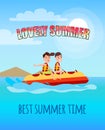 Lovely Summer Best Summertime People Banana Boat Royalty Free Stock Photo