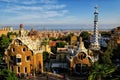 A lovely sunset in the Park Guell in Barcelona, Spain