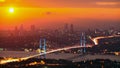 Lovely Sunset over Bosphorus Bridge Istanbul Turkey Royalty Free Stock Photo