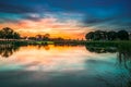 Lovely sunset in a typical Dutch landscape Royalty Free Stock Photo