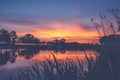 Lovely sunset in a typical Dutch landscape Royalty Free Stock Photo