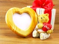 Lovely teddy brown bear and red heart shape