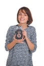 Lovely teenage girl with retro photo camera Royalty Free Stock Photo