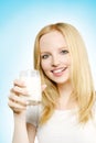 Lovely teenager girl drinking milk Royalty Free Stock Photo