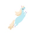 Lovely Unicorn, Cute Magic Fantasy Animal Jumping Vector Illustration