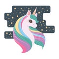 Lovely unicorn with starry background