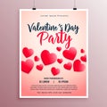 Lovely valentines day party flyer template