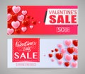 Lovely Valentines Day Sale Banners With Hearts in Gray Background