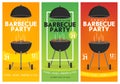 Lovely vector barbecue party invitation design template set. Trendy BBQ cookout poster design Royalty Free Stock Photo