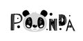 Lovely vector illustration with an animal panda. White background. Black and white color.