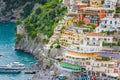 Lovely View from the Cliffside Village Positano, province of Salerno, the region of Campania, Amalfi Coast, Costiera Amalfitana, I