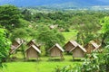 Lovely view of the green palm trees bungalows - Himalayan Resort Thailand Pai Royalty Free Stock Photo