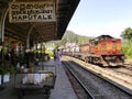 Lovely vintage train in Haputale station, Hill Country, Sri Lanka